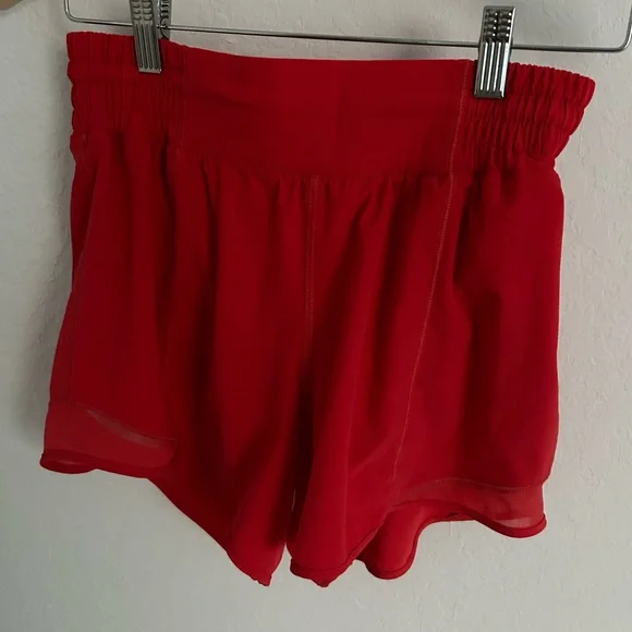 Lululemom Hotty Hot Lined High Rise 4” Carnation Red Shorts - Picture 5 of 6